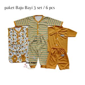 Paket Hemat 18 pcs seri baru / Warna Kuning Kubus / paket  baju bayi newborn 0-4 bulan