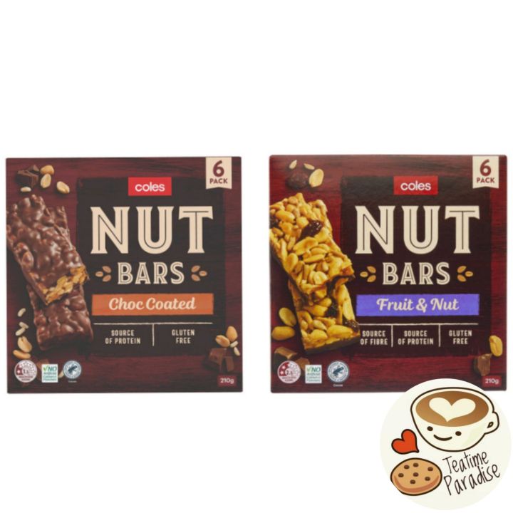 Coles 6 Nut Bars 210g (Nut delight / Fruit & Nut / Choc Coated) Lazada