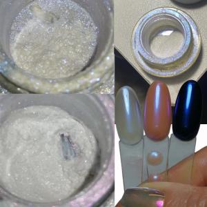1Jar White Moonlight Magic Mirror Aurora Nail Powder 0.2g 6-Colors Pearl Shimmer Chrome Powder Mirror Effect Nail Glitter Powder