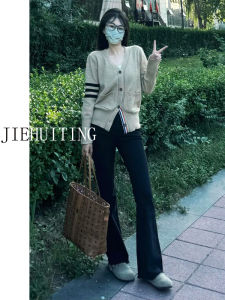 กางเกงยีนส์ทรงสลิมฟิตเอวต่ำขากระบอกเล็กขอบขนหนาสำหรับผู้หญิง กางเกงขายาวฤดูใบไม้ผลิ 2025 กางเกงขายาวลำลอง