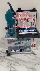 1 Set BELTER Mesin Trimmer Profil Kayu 1/4 inch 6mm + Set Mata Profil Kayu 1/4" Router Bit Set 12pcs