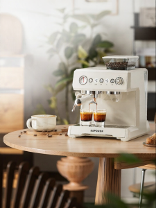 SAPOUDR | Semi-automatic Espresso Machine with Integrated Grinder and Milk Frother