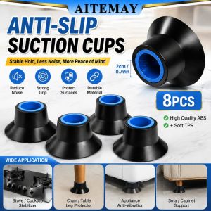 Aitemay 8Pcs Non-Slip Pads with Strong Suction Cup Anti-Vibration Silencer for Cooker Feet Scratch & Moisture Resistant Counter
