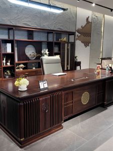 New Chinese Style Large Office Desk Solid Wood Ebony Wood Executive Chairman Office High End President Table Chair Combination