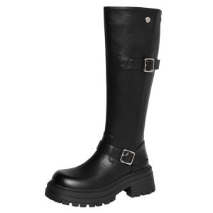 REEMOOR | Giày Boots Kỵ Sĩ Phong Cách Retro Đế Dày Gót Cao