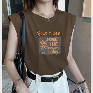 American Style Loose plus Size Sleeveless Vest Design Summer Korean Version Inner Wear Outerwear Base Shirt Trendy Print Commute