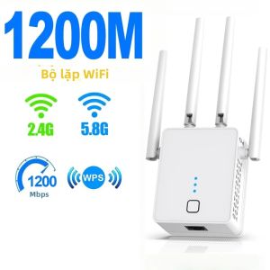 Bộ Lặp WiFi Băng Tần Kép 1200Mbps Bộ Mở Rộng Tín Hiệu Không Dây 2.4G/5GHz Bộ Khuếch Đại Bộ Định Tuyến Bộ Tăng Cường Mạng Tầm Xa Với 2 Cổng LAN