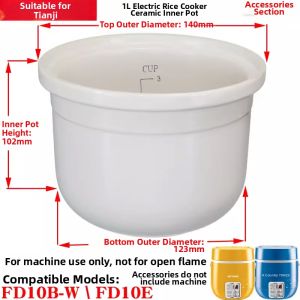 Mini Rice Cooker Ceramic Inner Pot 1L