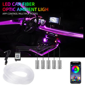 KEVANLY | 4/5/6in1 Interior Fiber-Optic Ambient Atmosphere Strip Light App Control Decorative Lamps 12V Car Interior Neon RGB Led Strip