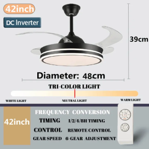 42/48 inch modern LED remote control fan chandelier living room dining room kitchen interior lighting