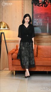 Áo kiểu thiết kế sang trọng chất liệu Voan dập li tăm mỏng mát AN4L0846 Thời trang Thiều Hoa