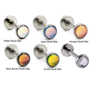 5PC/Lot Flash Labret Ear Tragus Cartilage Earring CZ Gem Round Epoxy Lip Ring Monroe Ear Helix Piercing Jewelry 16G