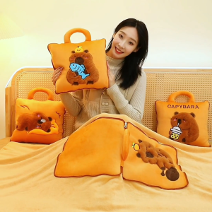 Pillow blanket 2 in 1 neck nap pillow with Carrying Handle Travel blanket Soft two in one Flannel car blanket and pillow(Delivered within 1 to 3 days)