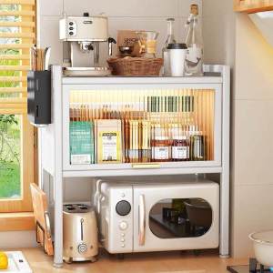 Simwind ชั้นวางไมโครเวฟ 2ชั้น ชั้นวางเตาอบ มีฝาปิด ชั้นวางเครื่องปรุงสแตนเลส ชั้นวางในครัว ชั้นวางอเนกประสงค์ สวยทนคุ้ม COD