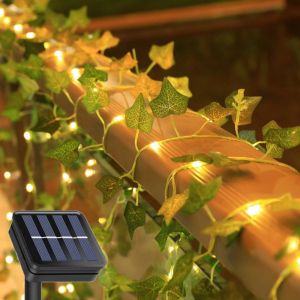 2/5/10M LED Solar Leaf Light String Outdoor Fairy Lamp 8 Mode Artificial Sunflower for Christmas Wedding Garden Fence Decoration