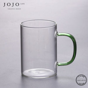 JOJOS L. PD Thickened High Borosilicate Glass Cup Transparent Simple Home Use Water Cup Durable Single Layer round Shape Glass Mug