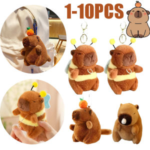 Cute Cartoon Pendant Capybara Drawing Jitterbug Wings Bee Water Dolphin Keychain Soft Doll Keychain Backpack Pendant Gift