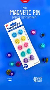 10pcs Pin Papan Magnet 20mm / Magnetic Pin Pastel Transparant 2010T