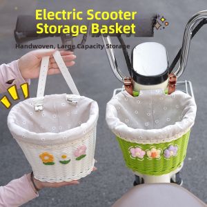 inwild | Large Capacity Weaved Basket with Floral Design for E-bike Universal Placement