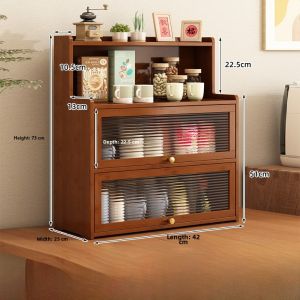 Modern Minimalist Desktop Storage Box Non-Real Wood Coffee Cup Display Rack Dustproof Removable Two Layers Bamboo Crafted