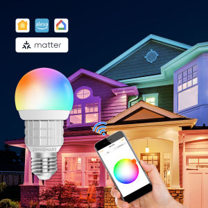 Zemismart WiFi Matter Bulb E27 LED Matter Bulb Dimmer Homekit Google Home SmartThings Timer Matter Over WiFi Smart LED Light Bulb A60 RGBCW/ST64 Tungsten CCT Lighting
