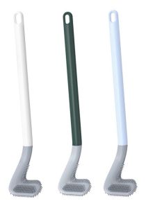Chổi cọ bồn cầu chổi cọ toilet thông minh silicon thế hệ mới đầu cong siêu nhỏ gọn tiện dụng giúp chà rửa bồn cầu nhanh sạch cán chổi cọ dài đầu con giá silicon mềm nhẹ dễ cầm giúp việc dọn dẹp nhà tắm dễ dàng.
