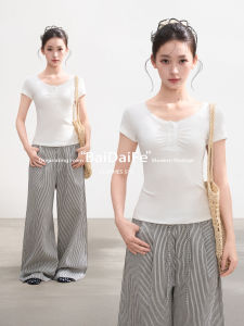 BAIDAIFEI | Lace Illusion Two-Piece Short Sleeve T-Shirt Slim Fit