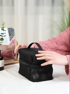 Double Layer Cosmetic Bag Make Up Storage Travel Cosmetic Bag Beg Wanita Kosmetik Beg Mesh Pouch Travel Organizer 化妆包