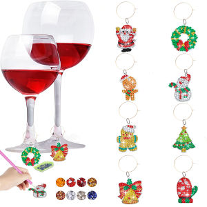 other | 8-Piece Diamond painting set wine glass Decoration Christmas pattern acrylic Material suitable for Christmas parties