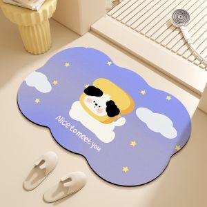 Bath Mat Non-slip Mat Carpet Panda/Dog/Cat Printed Absorbent Entrance Door Mat Quick-drying Rug Carpet Diatomite Water Absorption Floor Mat