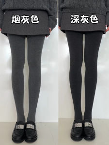 Gray Cotton Fleece Lined High Waist Leggings Womens plus Size Slimming Tights Comfortable Casual Long Pants by Landonia