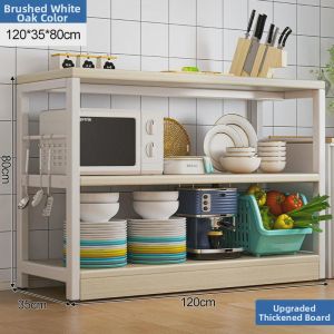 QIUZHISE | Multi-functional Storage Cabinet with Butcher Block Quartz Countertop