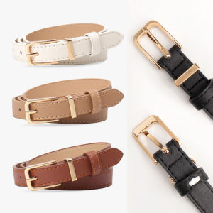 Slim Leather Belt Korean Style Womens Student Black Coffee Khaki Decorative Jeans Workwear Casual Style Single Circle Alloy Buckle