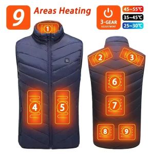 21 HEATING ZONES Heated Vest Men Women Ski Warm Heated Jacket Winter Warm Usb Self Heating Thermal Vest Heating Down Jacket
