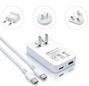 65W GaN 2-Port Ultra-Slim USB C Charger US Foldable Plug for MacBook iPhone 16/15/14/13/12/11 Pro Max