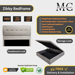 Mattress Concept Zibby Storage Bedframe Pet Friendly Fabric/FauxLeather/Fabric All Size Available