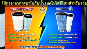 ไส้กรองอากาศ นาโนกันน้ำ แบคโฮดูซาน DOOSAN DX225LCA KOMATSU PC200-8 HYUNDAI  R210LC-9S R140W-9S 600-185-4110 AU25223NN