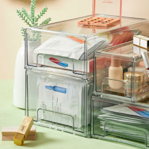 Organizing Storage Box with Compartments and Transparent Design Desk Organizer