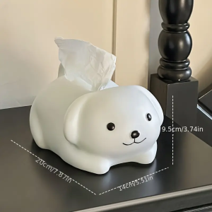 Cartoon Cute Little White Dog High End Tissue Box Living Room Tea Table Napkin Box Dining Table Household Drawpaper Box