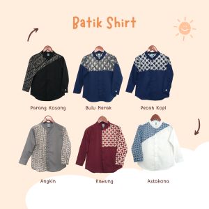 Yobebee Kemeja Batik Tangan Panjang Anak Laki-Laki Usia 2-12 Tahun