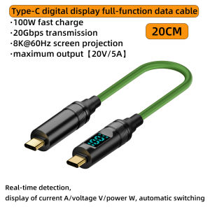 LED Display USB3.2 10Gbps USB C to Type C ThunderBolt 3 Cable 100W 5A USB-C Cord For iPhone 15 Pro MacBook Pro Samsung Xiaomi 2m