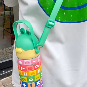 316 Stainless Steel Childrens Sippy Thermos Cup Creative Puzzle Food Grade Water Bottle Math Revolving Cup Primary School Kids Tumbler with Straw