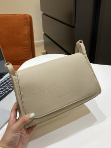 Litchi pattern flap single shoulder crossbody bag cowhide saddle bag versatile underarm bag fashionable womens bag