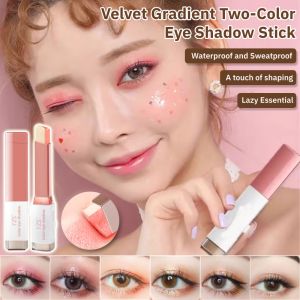 Velvet Gradient Two-Color Eye Shadow Stick Long Lasting Sweatproof Pearlescent Velvet Eyeshadow Eye Retouching Lazy Essential