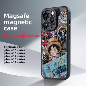 Magsafe Magnetic Sea King Luffy Full Cover Wireless Charging Phone Case for  16Pro New Model Creative 14Plus Anti-Fall