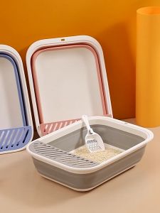 Cute Q Folding cat litter box litter box cat toilet box tempat berak kucing toilet kucing bekas pasir kucing 貓砂盆