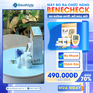 (Trọn Bộ) Máy Đo Đường Huyết Mỡ Máu Gút BeneCheck Plus 3in1 - Chính Hãng
