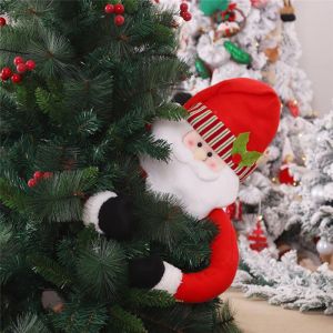 Cute Hugs The Tree Doll Santa Claus Snowman Christmas Tree Ornament Festive Decor Noel Atmosphere Cloth Xmas New Year 2024