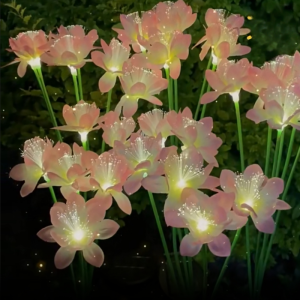 6/8/10 หัว Camellia ดอกไม้ดอกไม้พลังงานแสงอาทิตย์ไฟกันน้ํากลางแจ้ง Fairy บรรยากาศ Night Light ตกแต่งสวนกลางแจ้ง