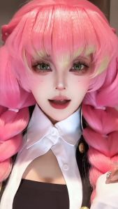 Full Set Demon Slayer Kanroji Cosplay Costume for Women Kanroji Mitsuri Outfit Christmas Kimono Coser Home